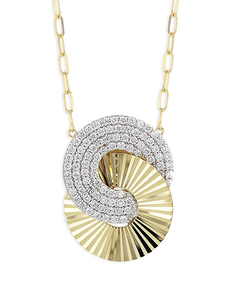 Phillips House 14K Yellow Gold & Rhodium Diamond Aura Interlocking Necklace, 16-18