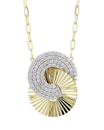 Phillips House 14K Yellow Gold & Rhodium Diamond Aura Interlocking Necklace, 16-18