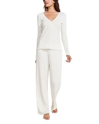 Pointelle V Neck Henley Top