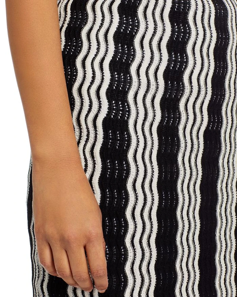 Pointelle Intarsia Knit Midi Skirt