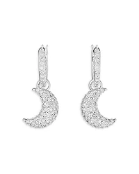 Luna Swarovski Crystal Crescent Drop Earrings in Rhodium Plated