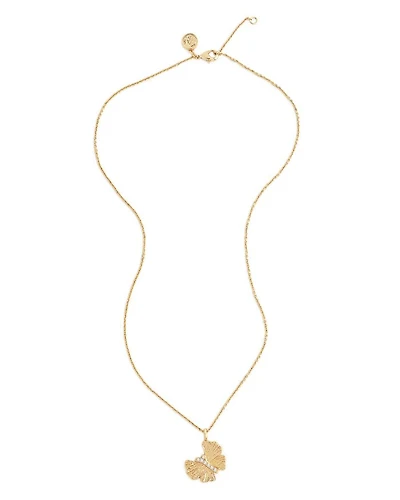 Pavé Butterfly Pendant Necklace in 18K Gold Plated
