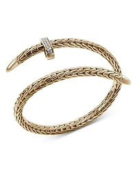 14K Yellow Gold Spear Diamond Woven Cuff Bracelet
