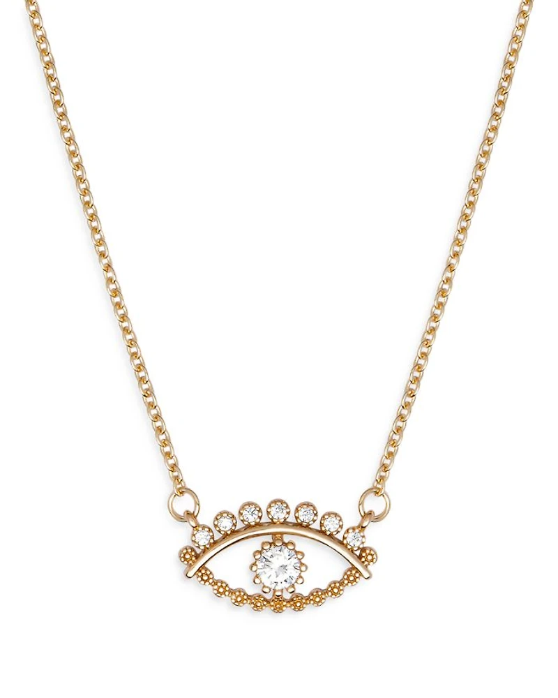 All Knowing Eye Crystal & 18k Gold Plated Necklace, 16" + 5" extender