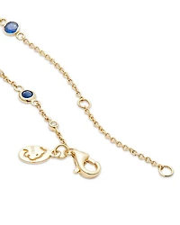 Precious Gemstone & Diamond Bezel Station Collar Necklace Collection 14K Yellow Gold, 16-18"