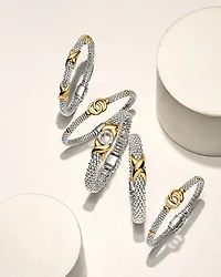 18K Yellow Gold & Sterling Silver Embrace Triple X Caviar Bead Link Bracelet
