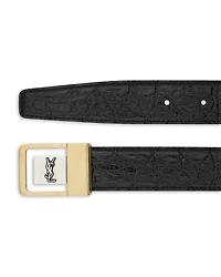 Female Buckle Belt Crocodile-Embossed Leather