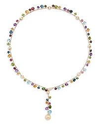 Marco Bicego 18K Yellow Gold Africa Multi Gemstone Bead & Diamond Adjustable Lariat Necklace, 18