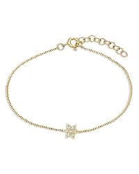 14K Yellow Gold Diamond Star of David Link Bracelet