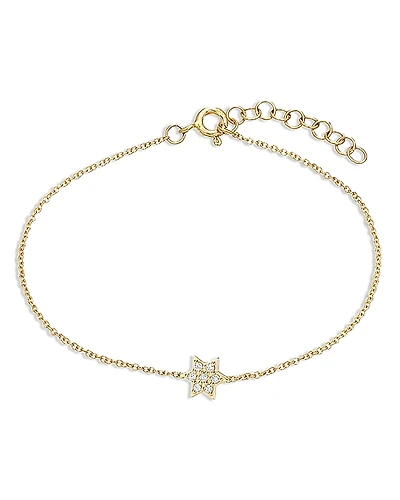 Zoe Lev 14K Yellow Gold Diamond Star of David Link Bracelet