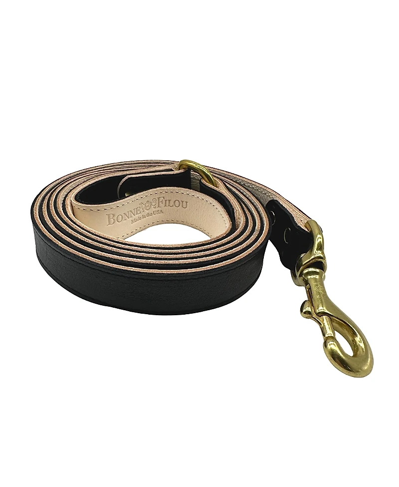 Bonne et Filou Medium 6' Plain Leather Dog Leash