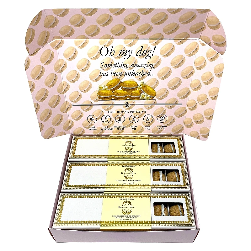 Bonne et Filou Vanilla Gift Pack of Dog Macarons, 18 Count