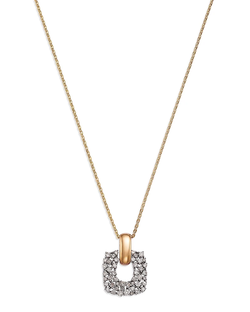 Bloomingdale's Fine Collection Diamond Cluster Open Pendant Necklace