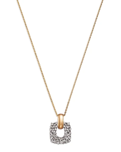 Bloomingdale's Fine Collection Diamond Cluster Open Pendant Necklace