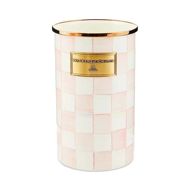 Mackenzie-Childs Rosy Check Enamel Utensil Holder