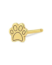 14K Yellow Gold Itty Bitty Paw Single Stud Earring