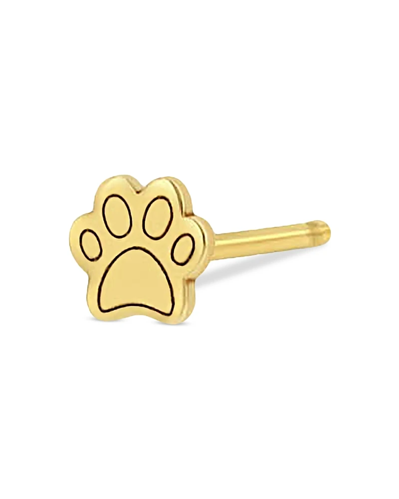 Zoe Chicco 14K Yellow Gold Itty Bitty Paw Single Stud Earring
