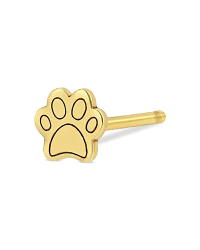 Zoe Chicco 14K Yellow Gold Itty Bitty Paw Single Stud Earring