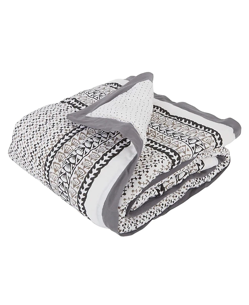 Malabar Baby Unisex Handmade Block-Printed Cotton Crib Quilt - Baby, Little Kid, Big Kid