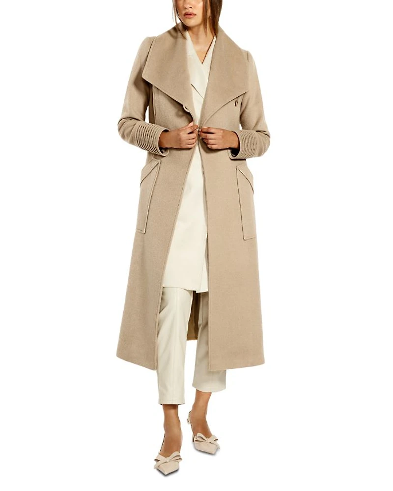 Wide Collar Long Wrap Coat