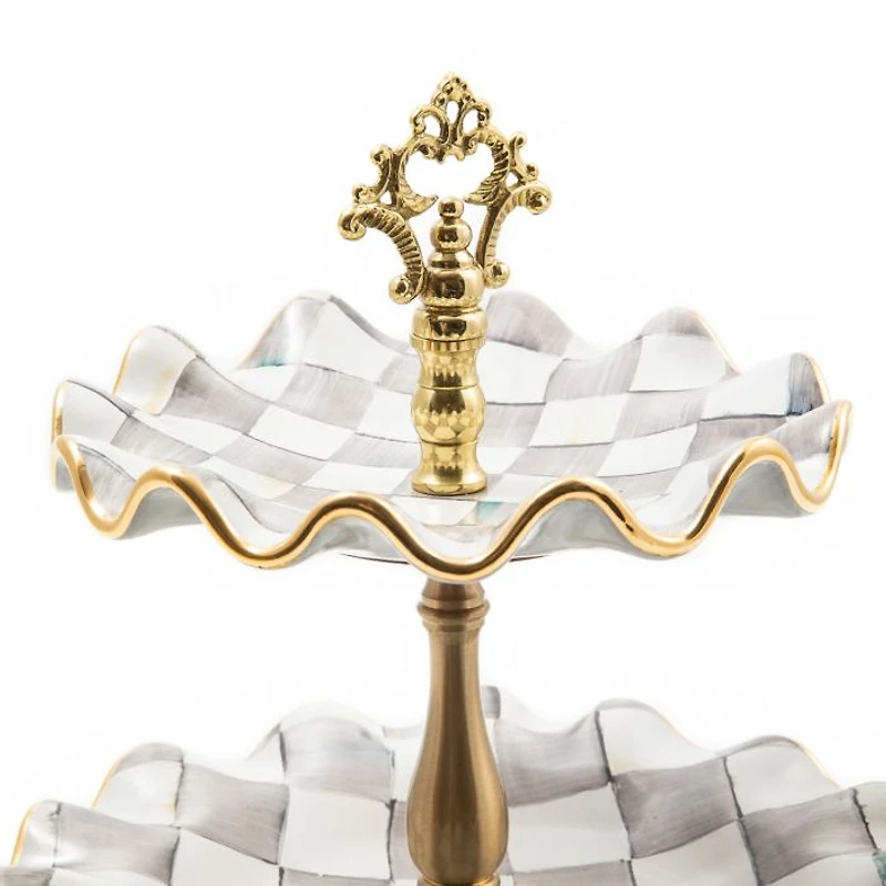 Sterling Check Three Tier Sweet Stand