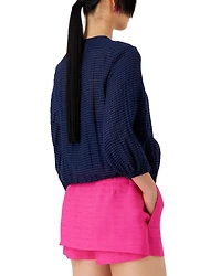 Seersucker Drawstring Hem Jacket