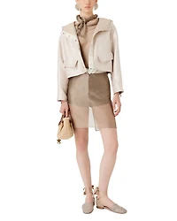 Metallic Tweed Hooded Jacket