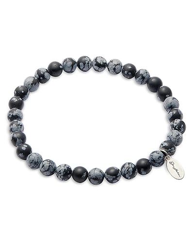 Jan Leslie Matte Snowflake Obsidian Beaded Bracelet