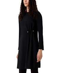 Hardware Embellished Long Sleeve Tunic Dress