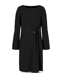Hardware Embellished Long Sleeve Tunic Dress