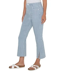Gia Glider High Rise Crop Flare Leg Jeans Chambray Stripe