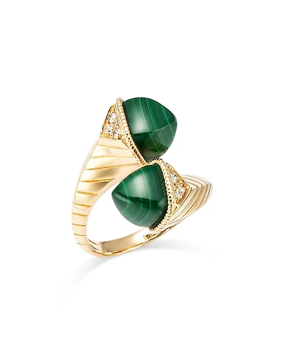 Bloomingdale's Fine Collection Malachite & Diamond Bypass Ring