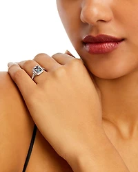 Aquamarine & Diamond Halo Ring in 14K White Gold