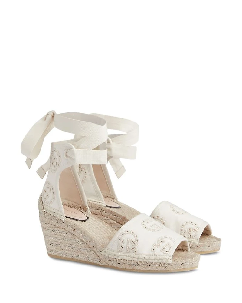 Women's Espadrille Interlocking G Wedge Heel Sandals