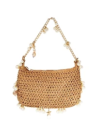 Aqua Seashell Raffia Shoulder Bag - Exclusive