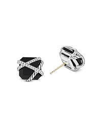 Cable Wrap Stud Earrings Sterling Silver with Diamonds, 0.33 tcw