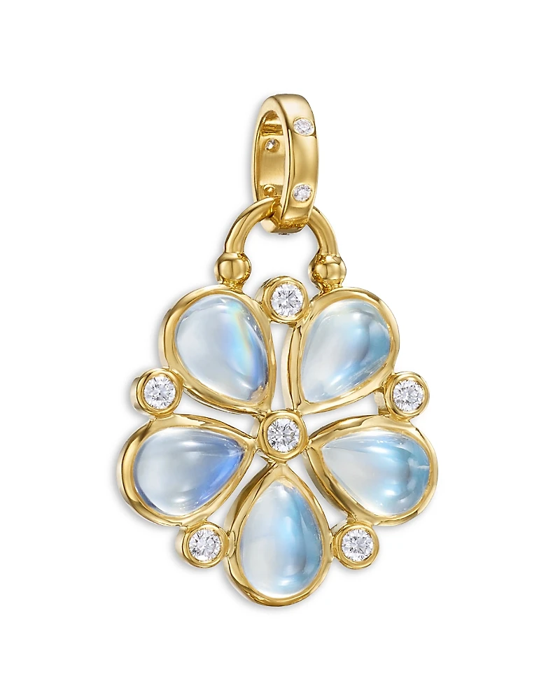 Temple St. Clair 18K Yellow Gold Royal Moonstone & Diamond Flower Pendant