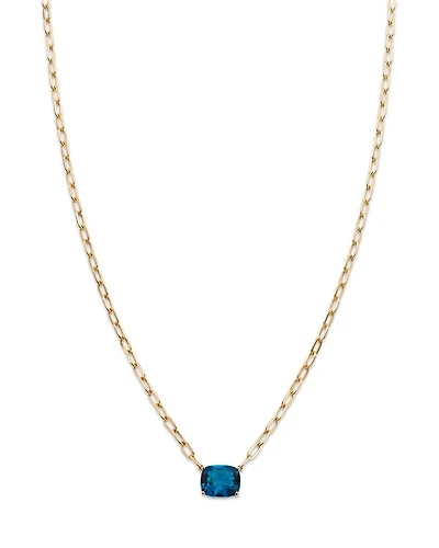 London Blue Topaz Solitaire Pendant Necklace in 14K Yellow Gold, 18"