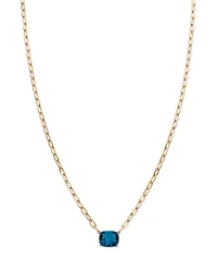 London Blue Topaz Solitaire Pendant Necklace in 14K Yellow Gold, 18"
