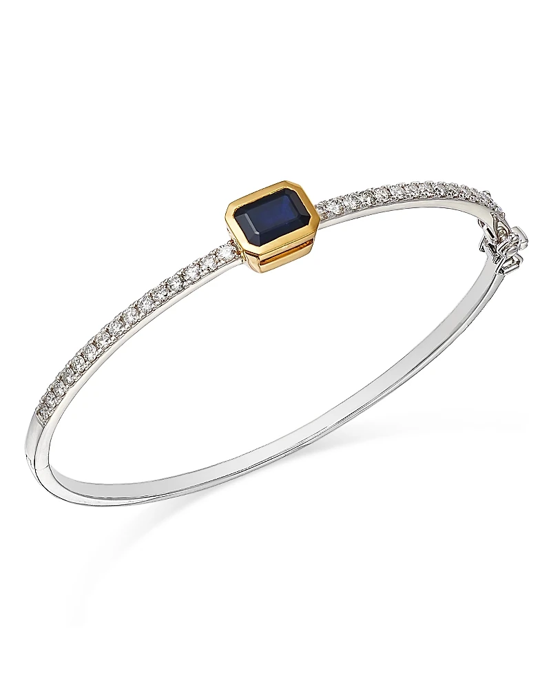 Bloomingdale's Fine Collection Blue Sapphire & Diamond Station Bangle Bracelet