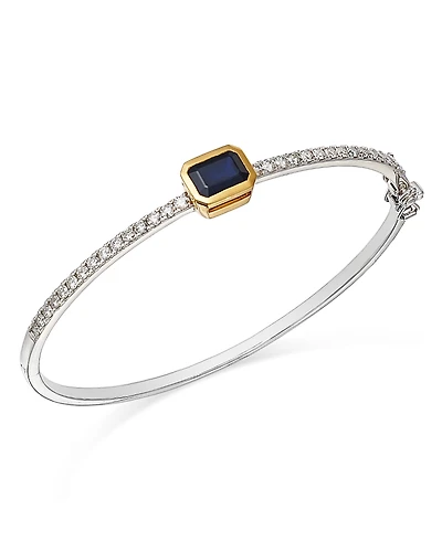 Bloomingdale's Fine Collection Blue Sapphire & Diamond Station Bangle Bracelet