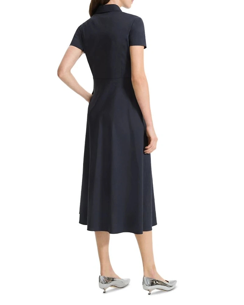 Linen Blend Short Sleeve Midi Dress