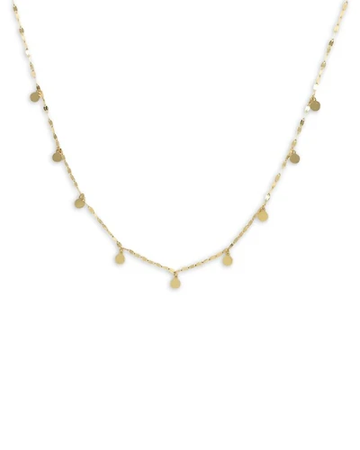 14K Yellow Gold Polished Disc Dangle Collar Necklace, 18"