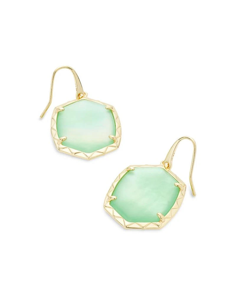 Daphne Large Hexagon Stone Drop Earrings