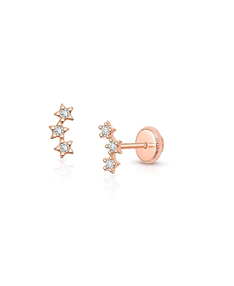 Tiny Blessings Girls' 14K Lucky Stars Studs Screw Back Earrings - Baby, Little Kid, Big Kid