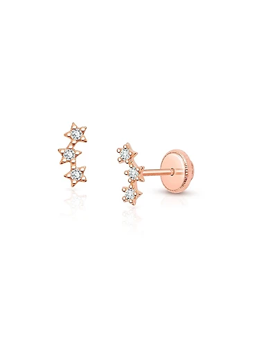 Tiny Blessings Girls' 14K Lucky Stars Studs Screw Back Earrings - Baby, Little Kid, Big Kid
