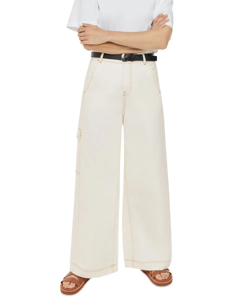 Wide Leg Cargo Jeans White