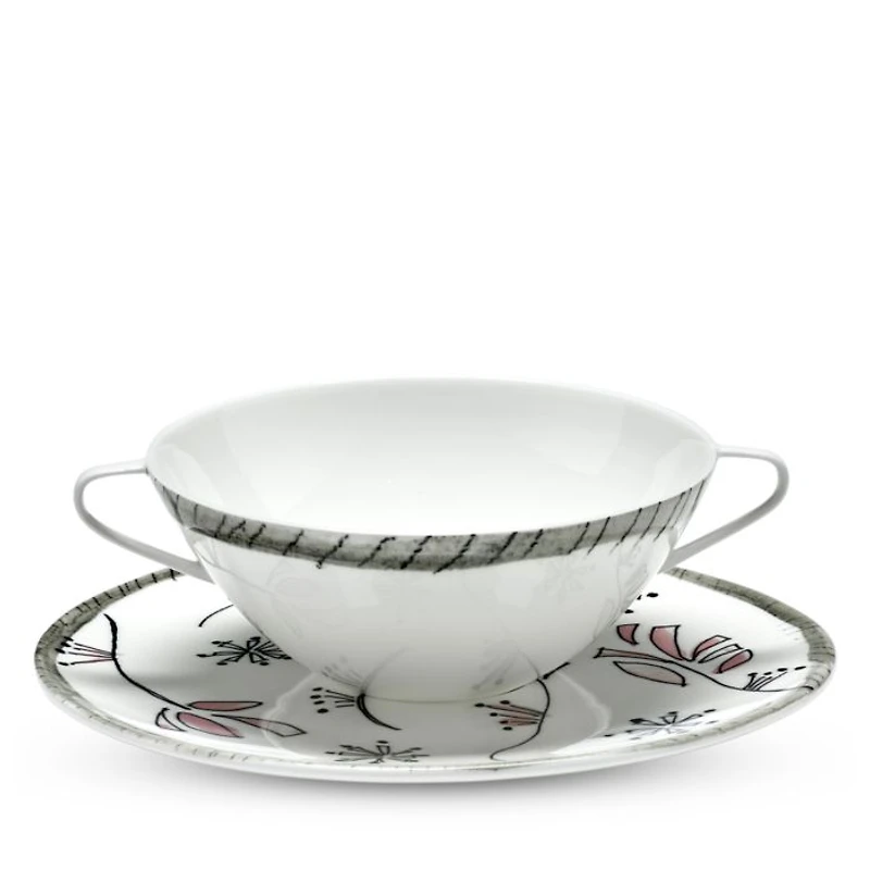 Marni Soup Bowl with Handles & Fiore Rosa Saucer