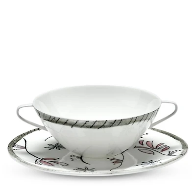 Marni Soup Bowl with Handles & Fiore Rosa Saucer