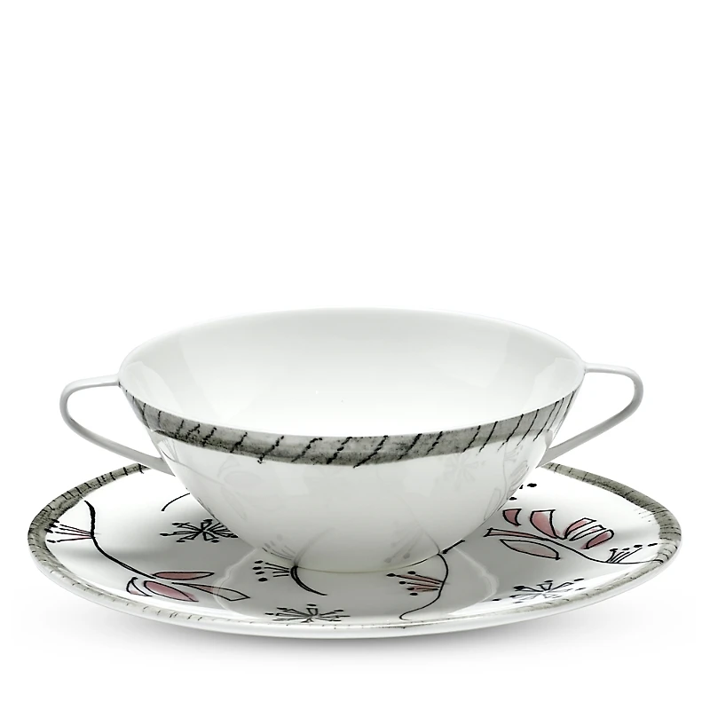 Serax Marni Soup Bowl with Handles & Fiore Rosa Saucer